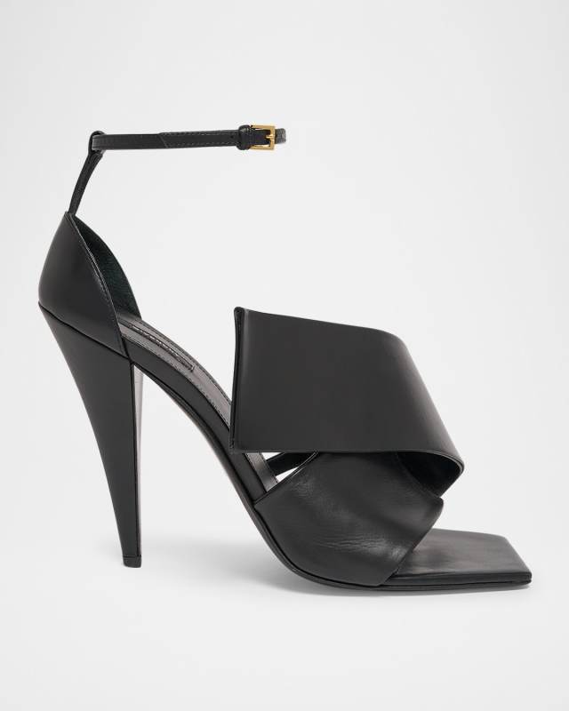 Twisted Ribbon Leather Sandals